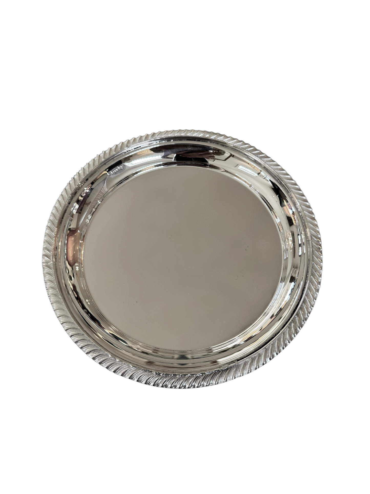 8” Round English Silver Plate Tray c. 1960