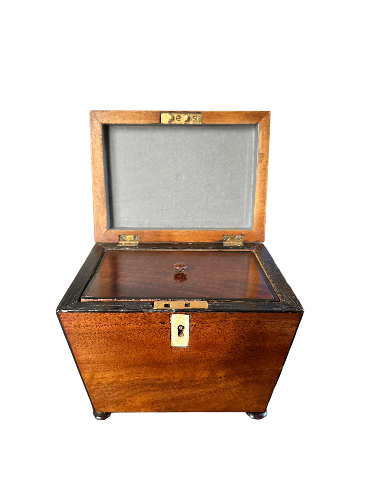 Sarcophagus Form Tea Caddy w/ Conch Shell Inlay c. 1810