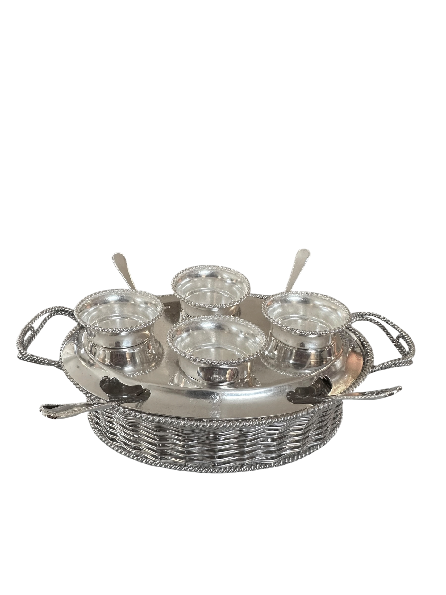 Wicker Egg Cruet English Silver Plate c. 1850