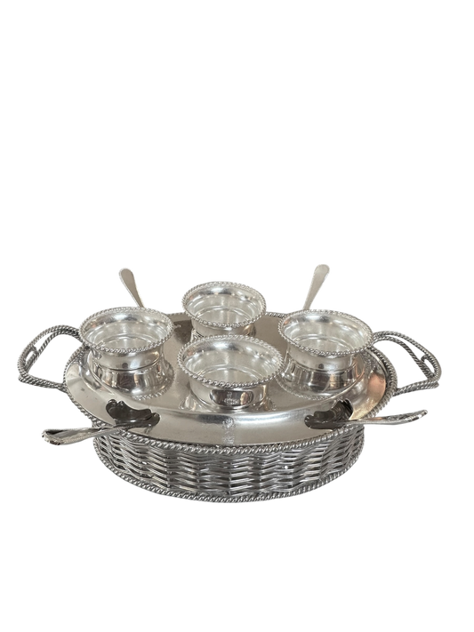 Wicker Egg Cruet English Silver Plate c. 1850