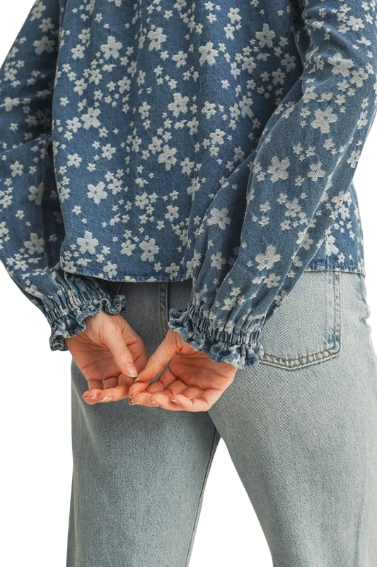 Floral Ruffle Button Down Top