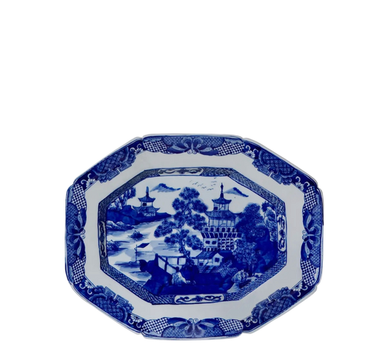 Small Blue & White Willow Ware Platter
