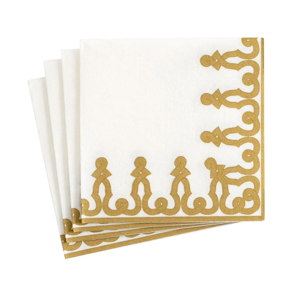 Dessin Paper Linen Cocktail Napkins in Gold - 15