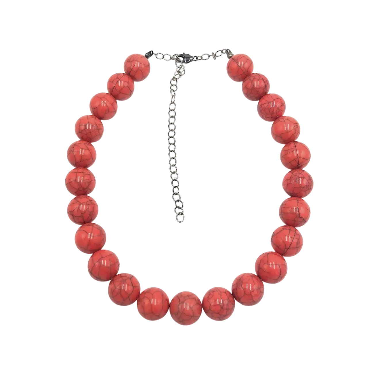 Salmon Crackle Beaded Necklace