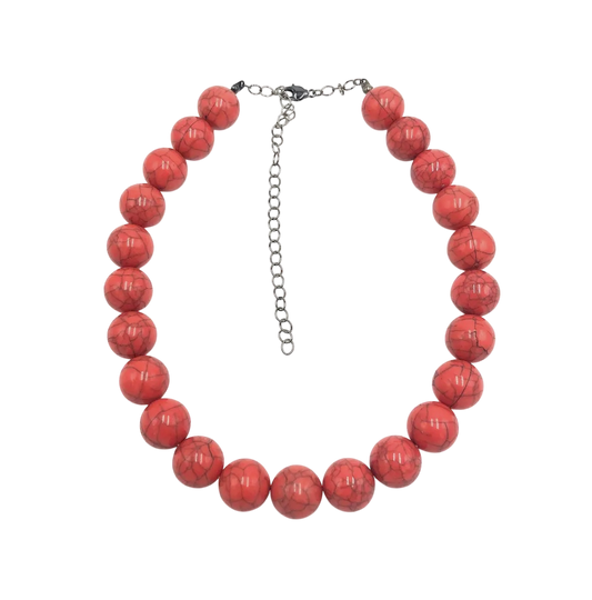 Salmon Crackle Beaded Necklace