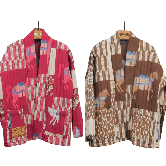 Quilted Printed Kimono Jacket