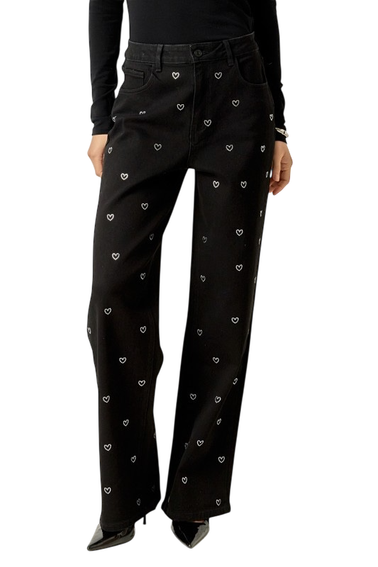 Rhinestone Heart Jeans