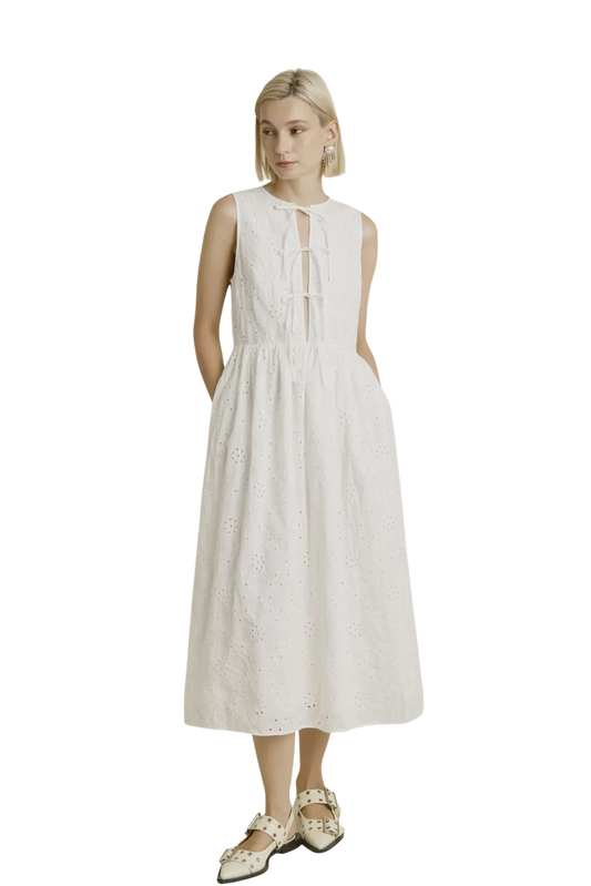 Contrast Binding Eyelet Midi