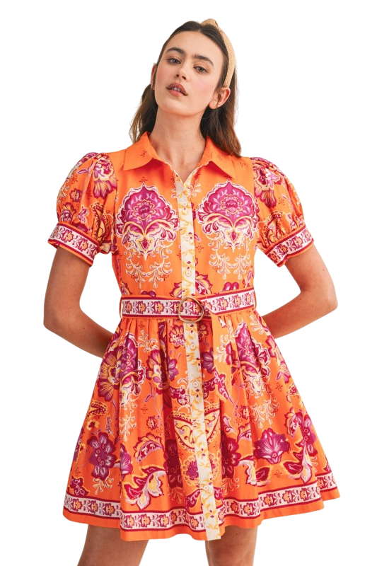 Floral Paisley Button Down Mini