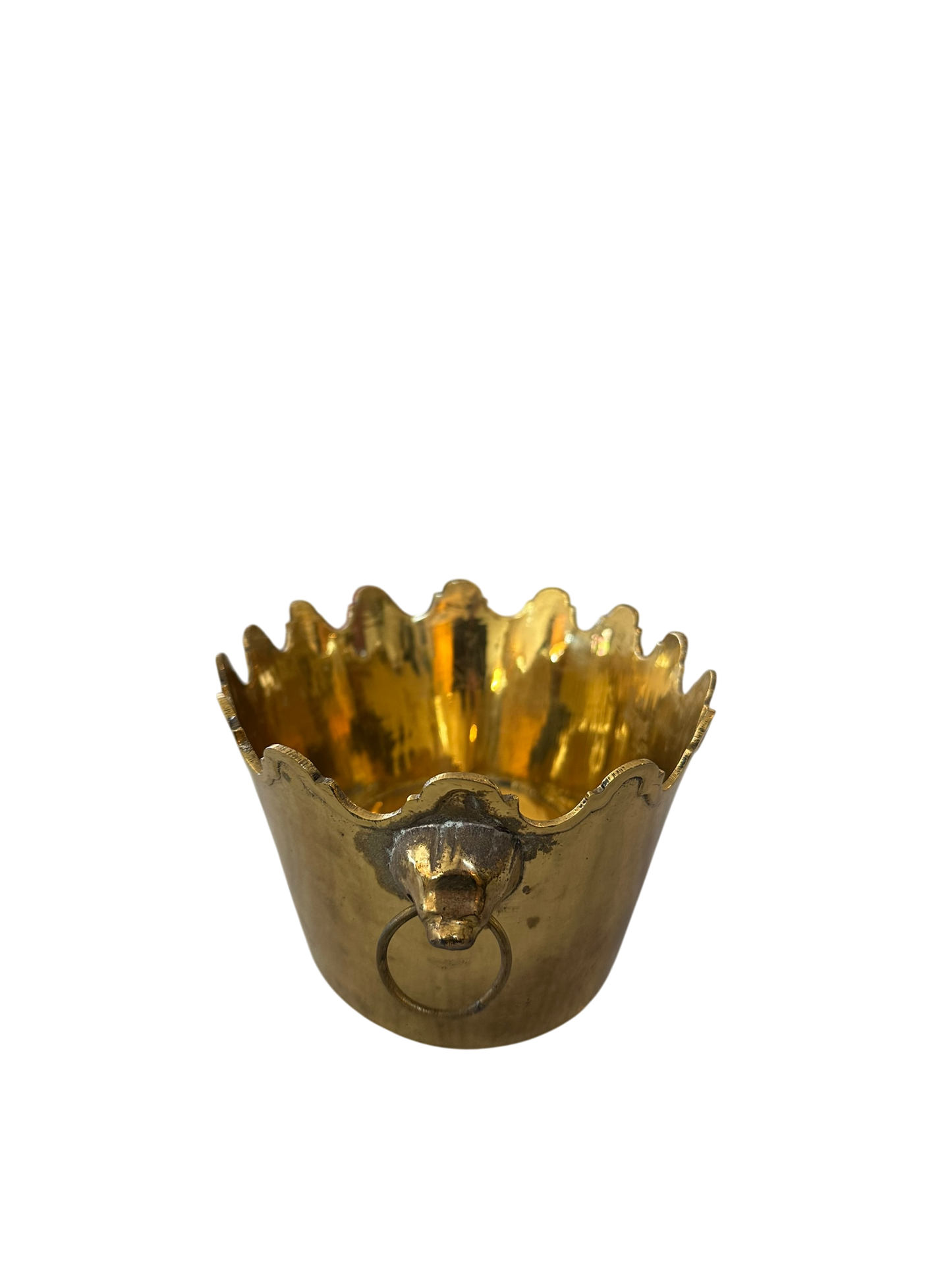 Vintage Brass Scalloped Jardiniere