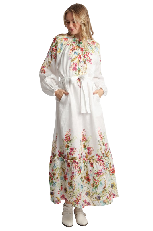 Multicolor Floral Linen Maxi