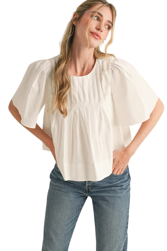 Pleated Short Sleeve Top - 3 Colors!
