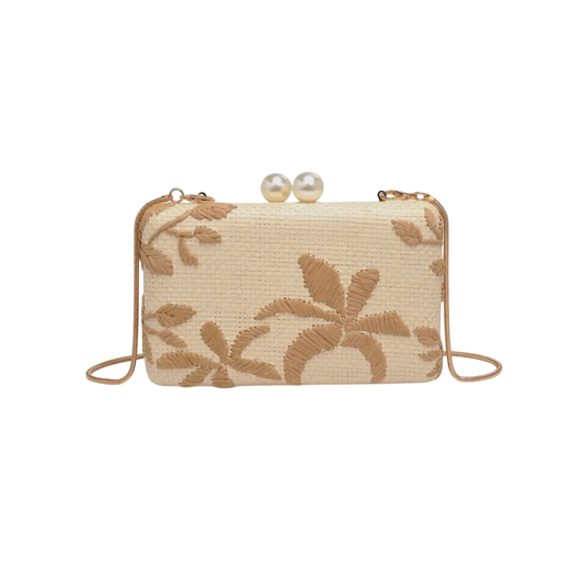 Palms Straw Woven Clutch