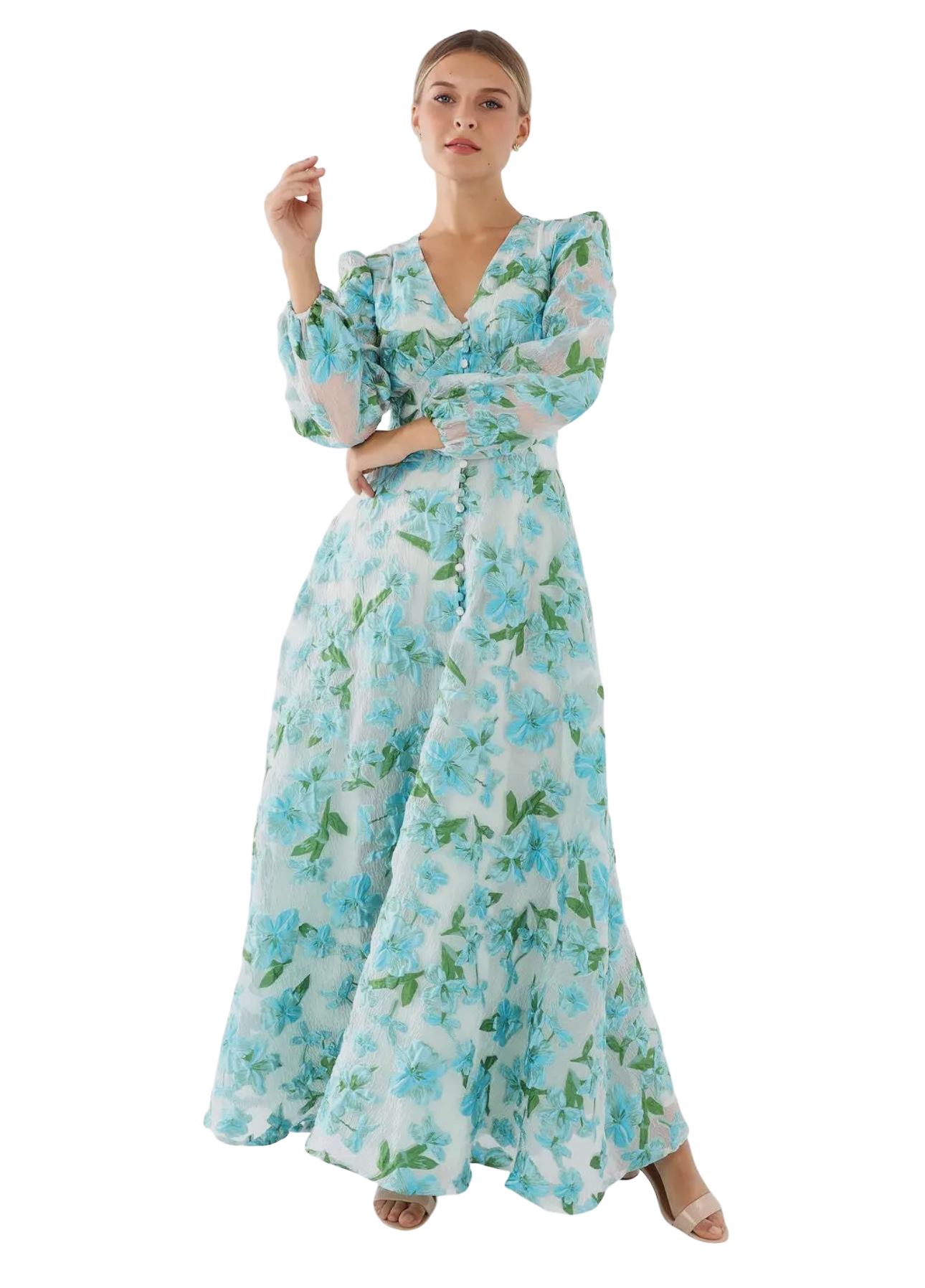 Brooke Gown - Green Tropical Organza