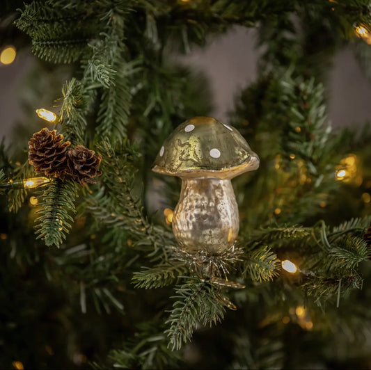 4.5" Green Cap Mushroom Ornament Clip