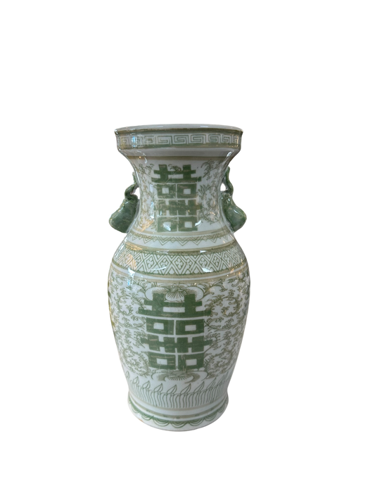 Green and White Small Lug Vase