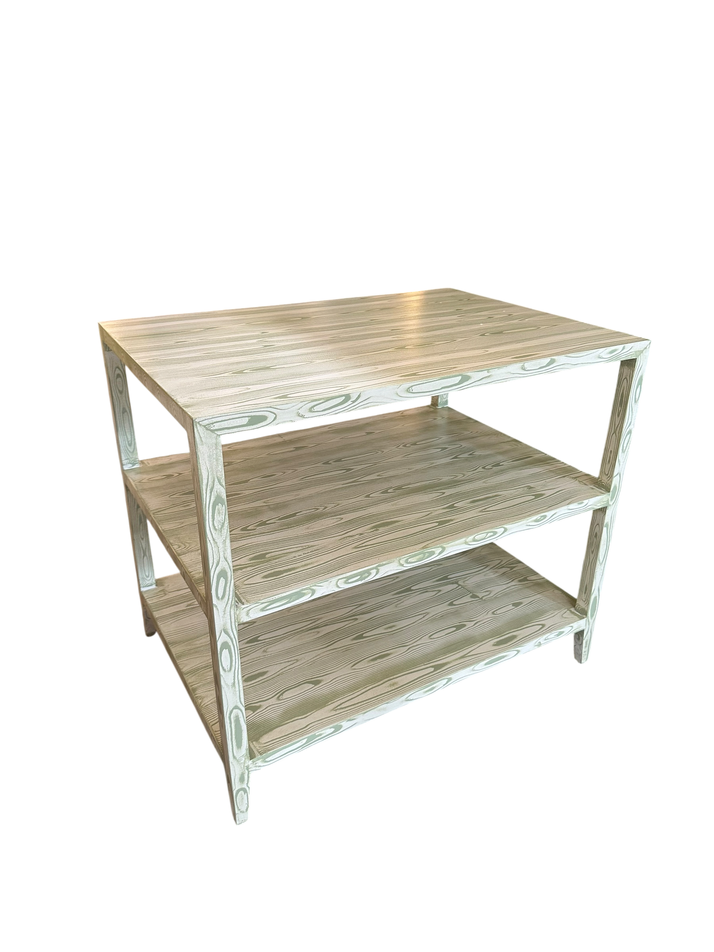 Bespoke Hand-Painted Napoleon Side Table in Celery Faux Bois