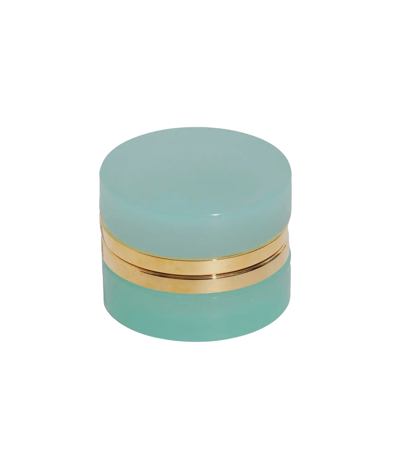 Small Round Aqua Opaline Glass Box