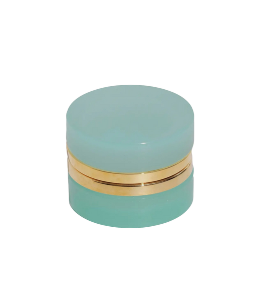 Small Round Aqua Opaline Glass Box