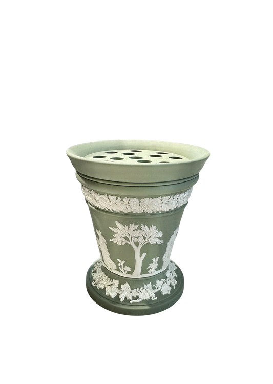 Celadon Vase w/ Frog - Jasperware by Wedgwood
