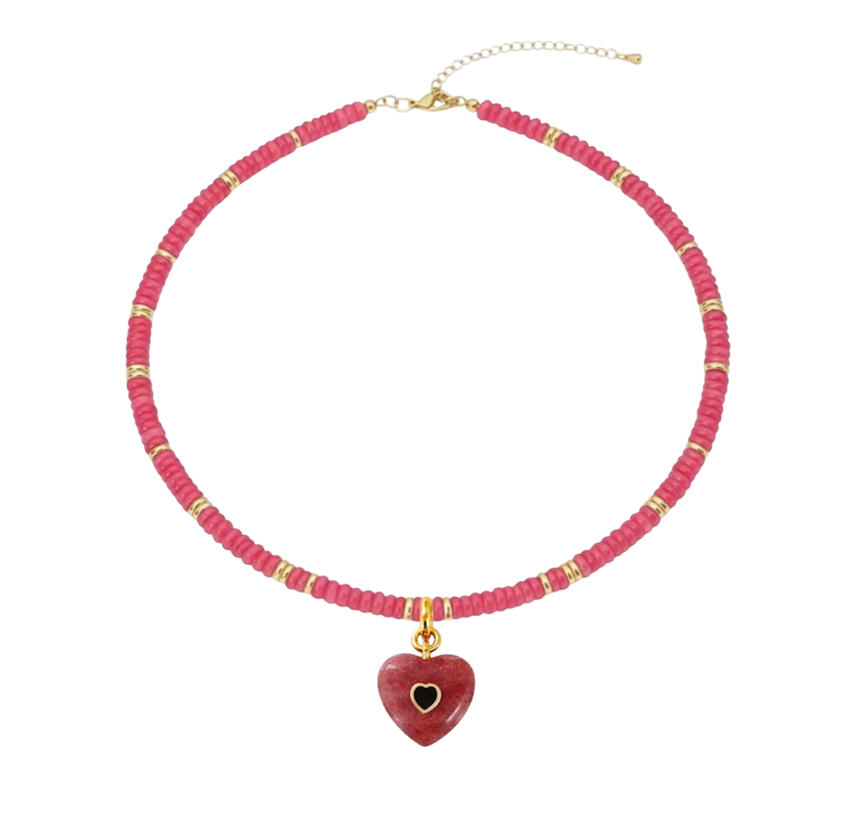 Beaded Heart Gem Necklace