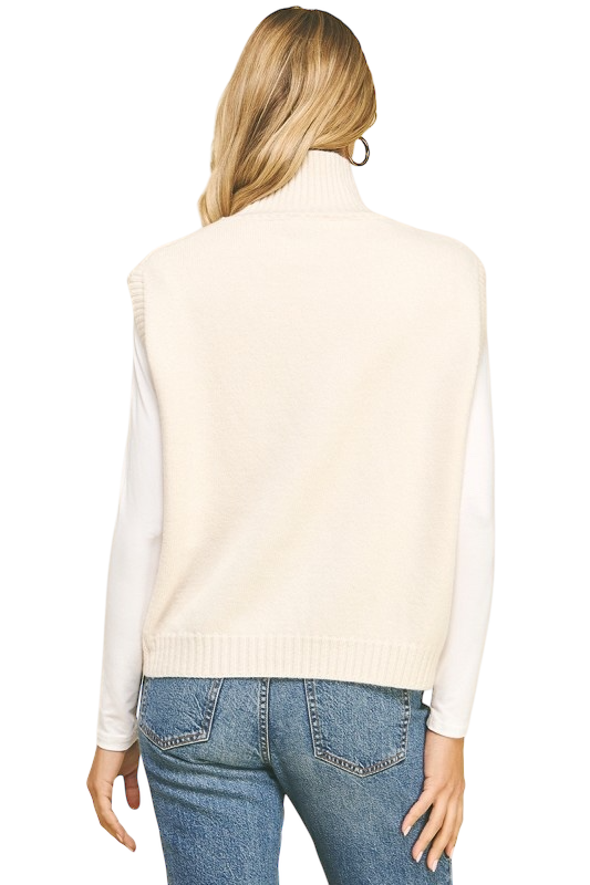Mock Neck Sweater Vest in Oatmeal