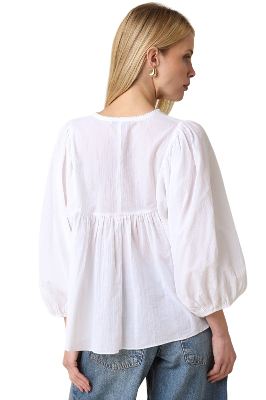 Tie Neck Linen Blouse - Two Colors!