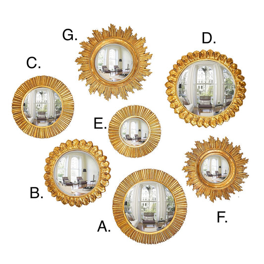 Gold Leaf Convex Mirrors