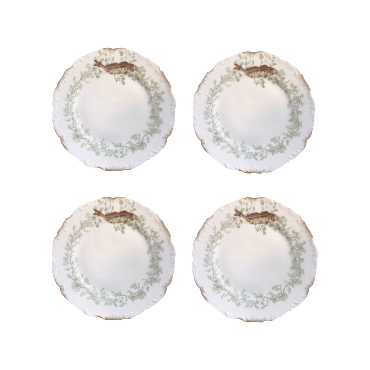 Set of 4 Porcelain Fish Plates