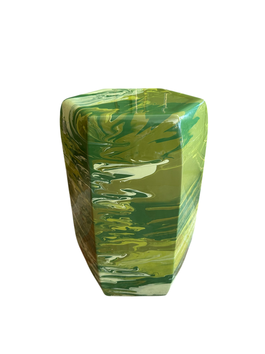 Hexagonal Geode Stool - Green/Olive