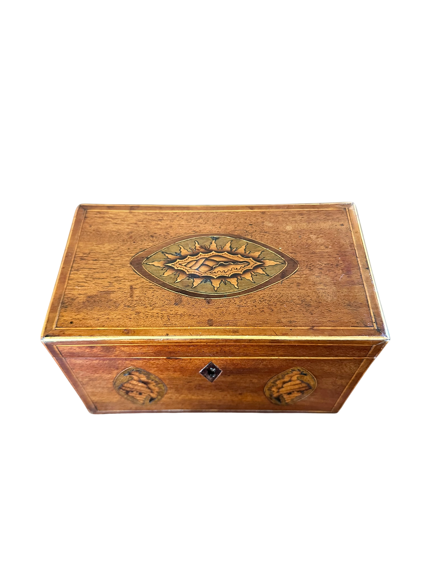 George III Tea Caddy w/ Double Shell Inlay Front c. 1790