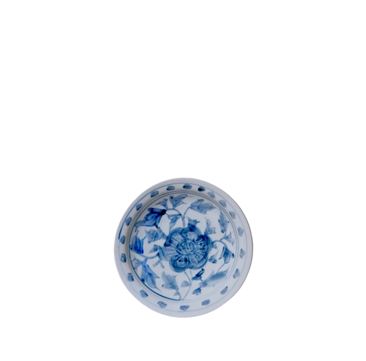 Small Blue & White Peony Dish