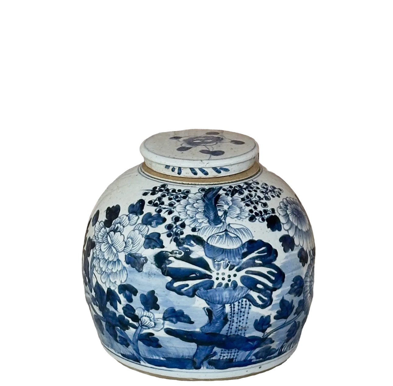 Blue & White Four Seasons Large Round Storage Jar