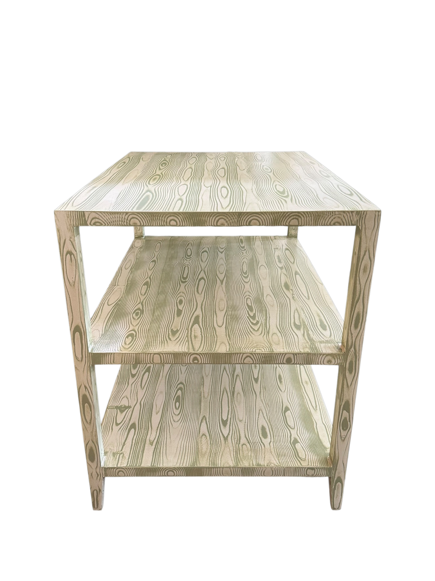 Bespoke Hand-Painted Napoleon Side Table in Celery Faux Bois
