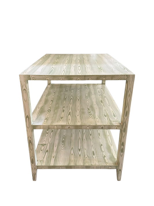 Bespoke Hand-Painted Napoleon Side Table in Celery Faux Bois