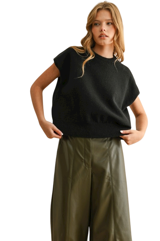 Loose Fit Short Sleeve Sweater Top