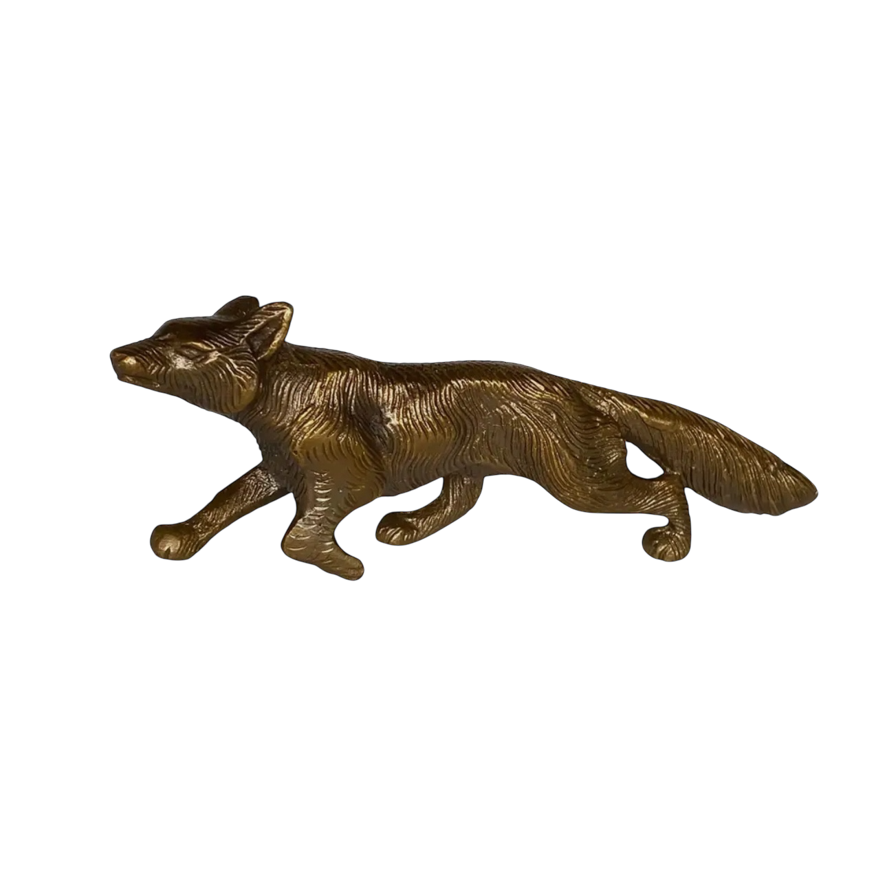 Solid Antiqued Brass Running Fox
