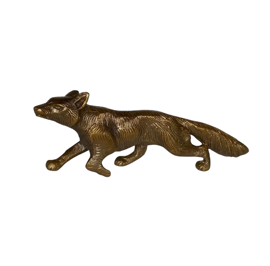 Solid Antiqued Brass Running Fox