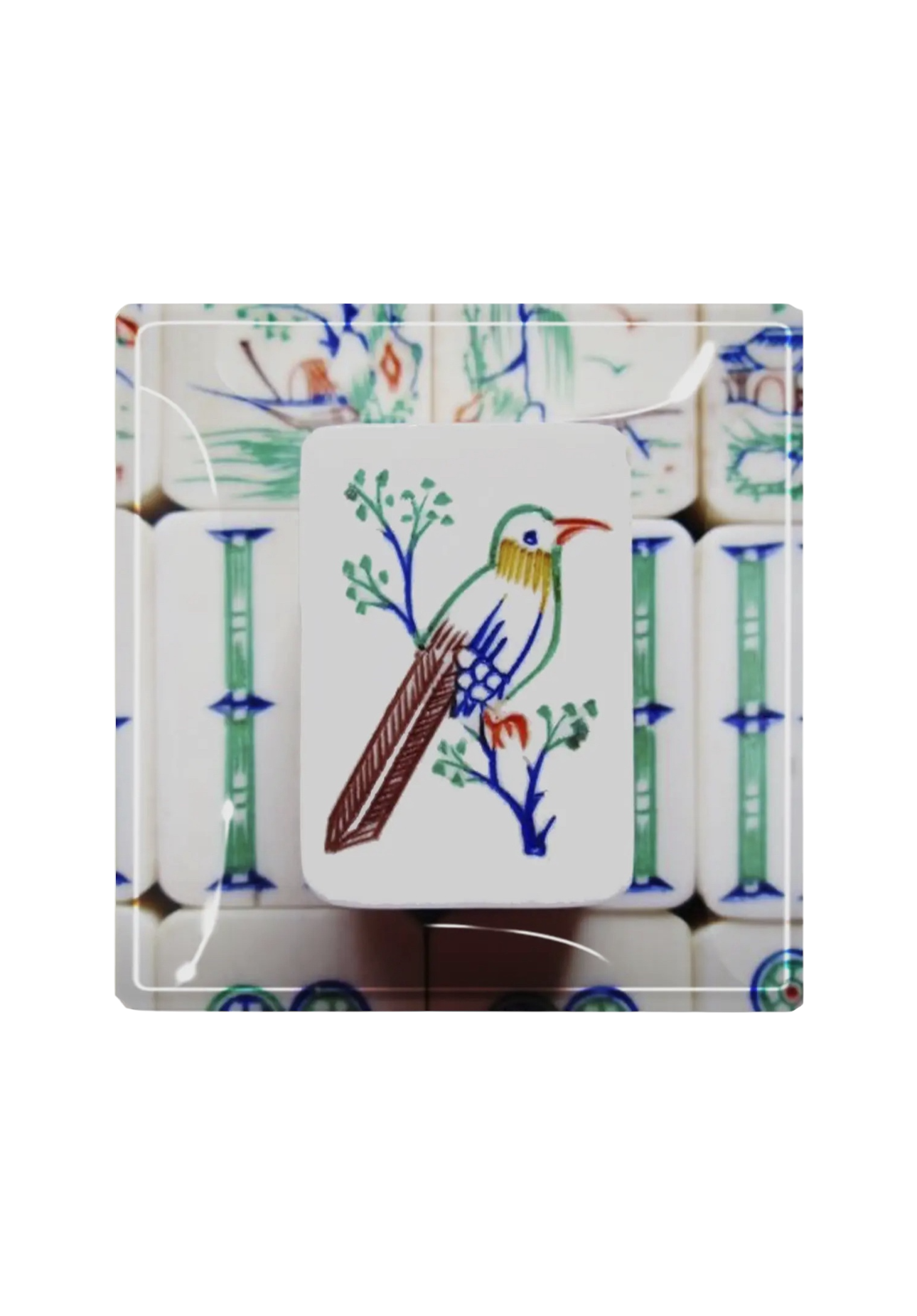 Mahjong #3 Decoupage Glass Tray