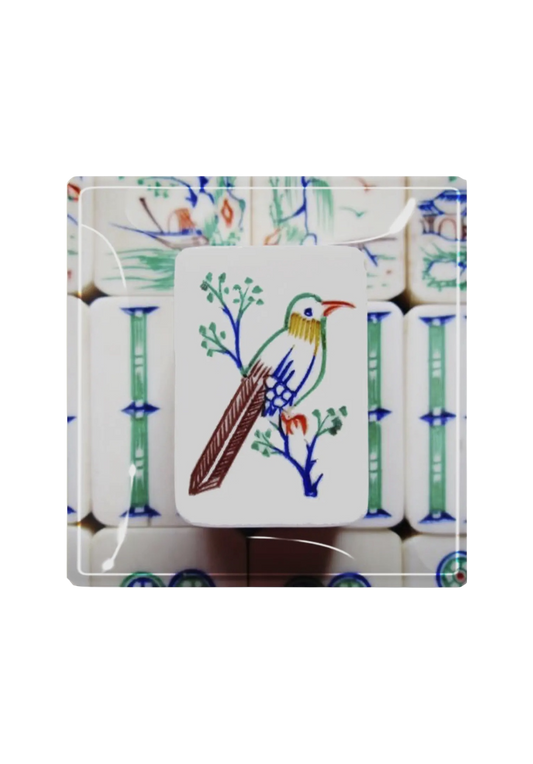 Mahjong #3 Decoupage Glass Tray