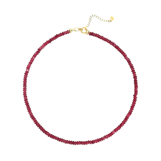 Micro Beaded Necklace - Deep Red