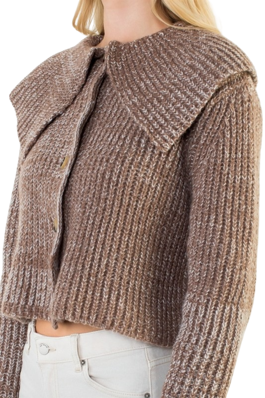 Cropped Knitted Collar Cardigan