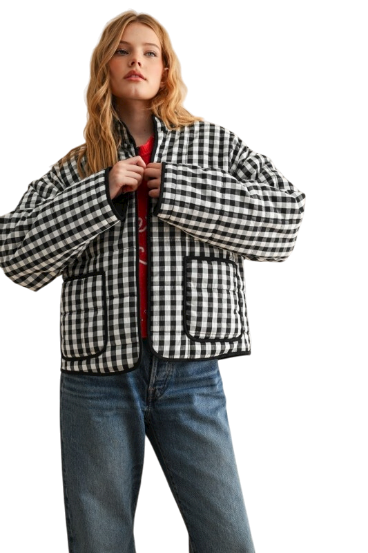 Gingham B&W Patch Pocket Jacket