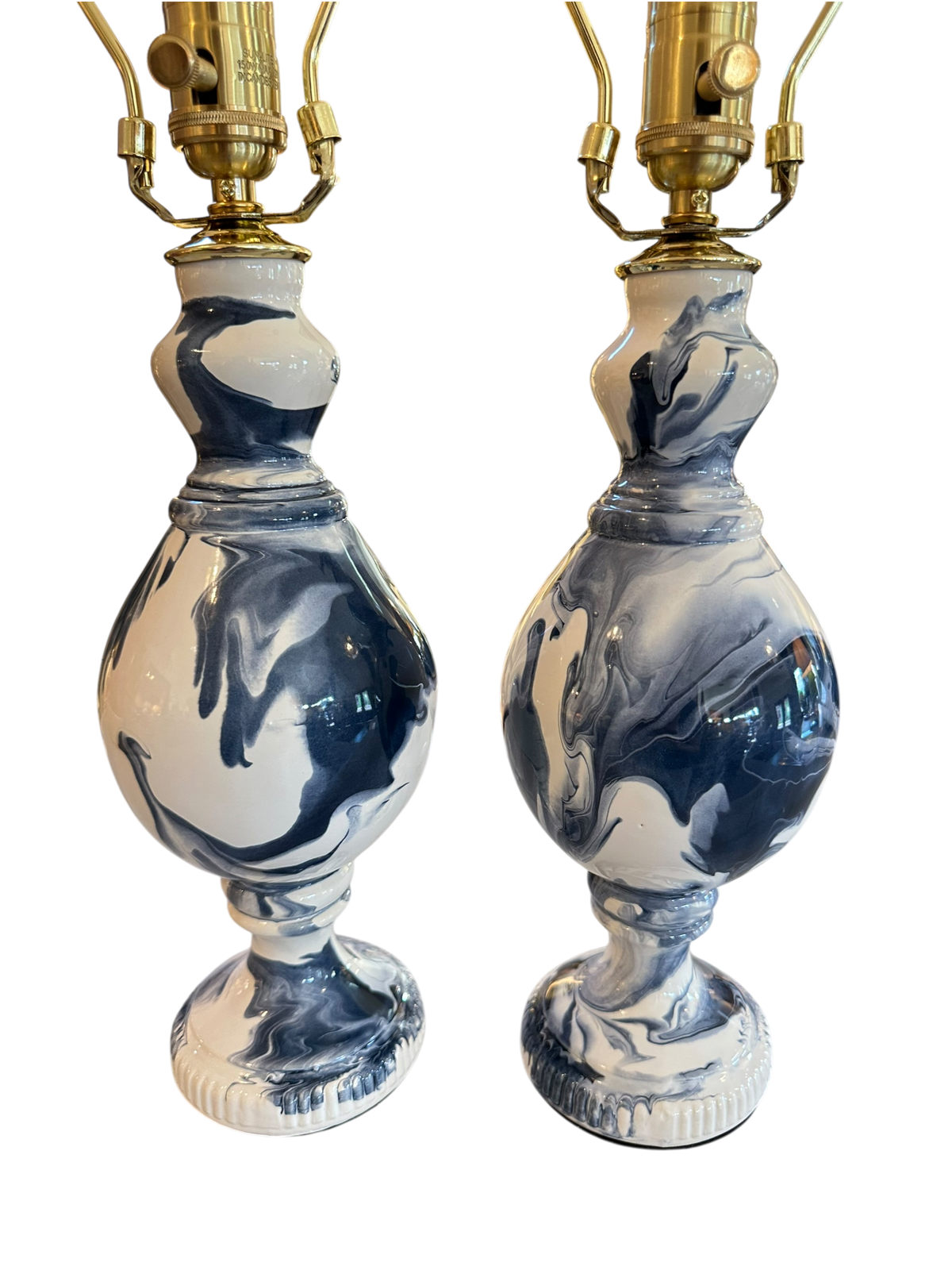 Bishop Lamp in Blue & White Geode