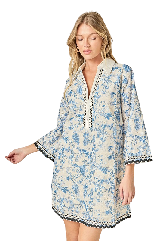 Floral Embroidery Mini Dress