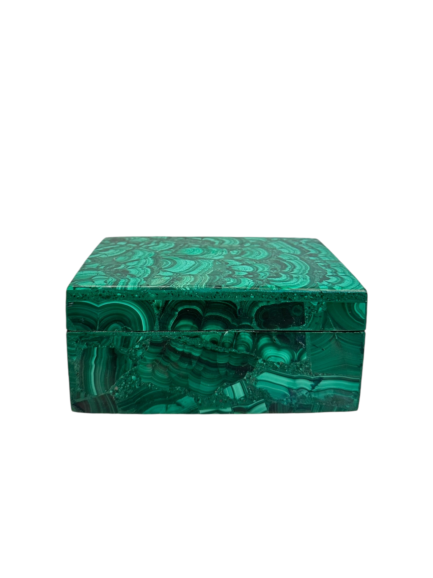 Lidded Rectangular Malachite Box