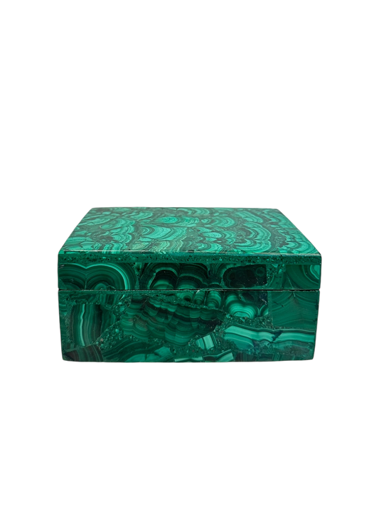 Lidded Rectangular Malachite Box