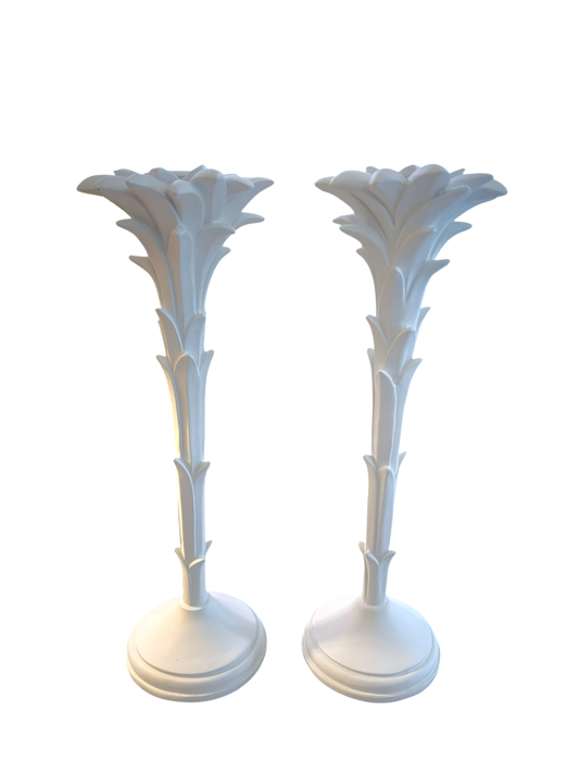 Plaster Palm Candlestick Pair