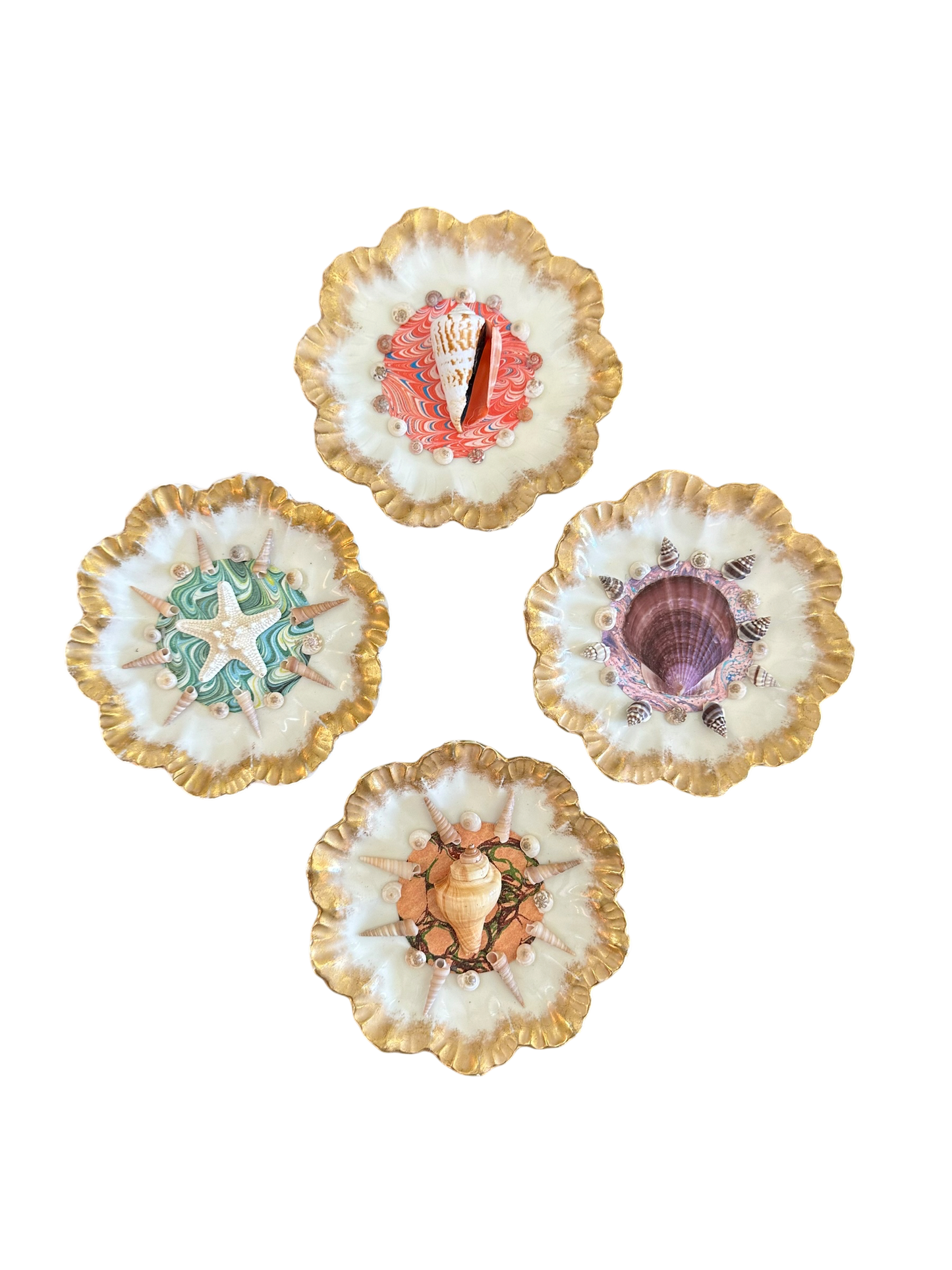 Jenn Leverett Art - Shell Encrusted Limoges Plates