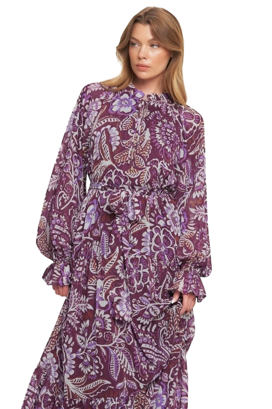 Botanical Print Maxi in Plum